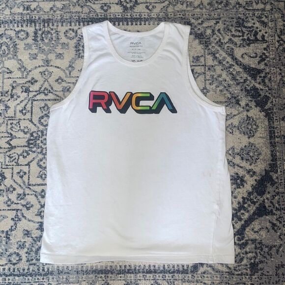 RVCA white Athletic Tank Top Vintage Style Sleevel - Picture 2 of 6